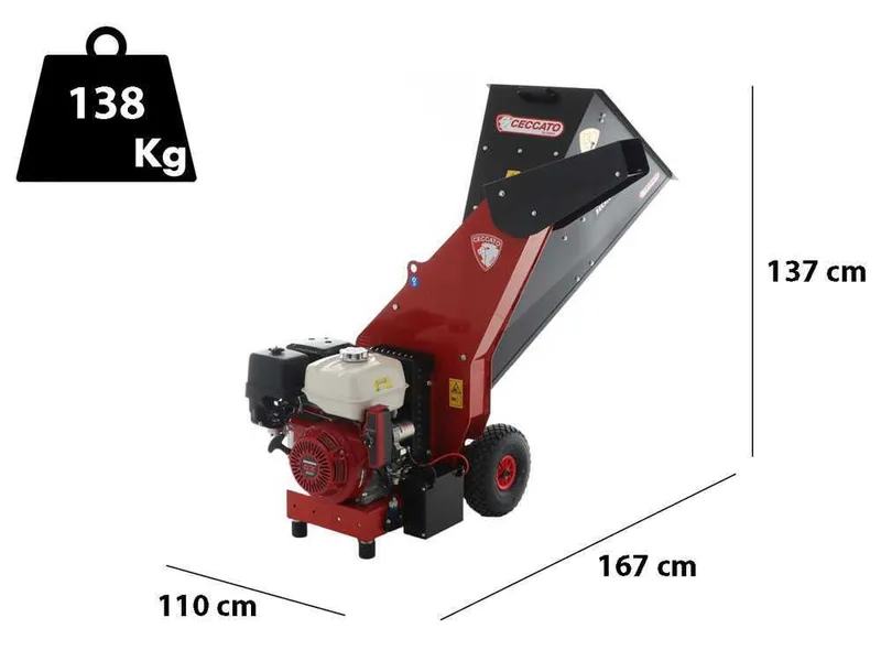 Ceccato Tritone Maxi - Broyeur de branches thermique - Motore Honda GX 390 - Démarrage électrique