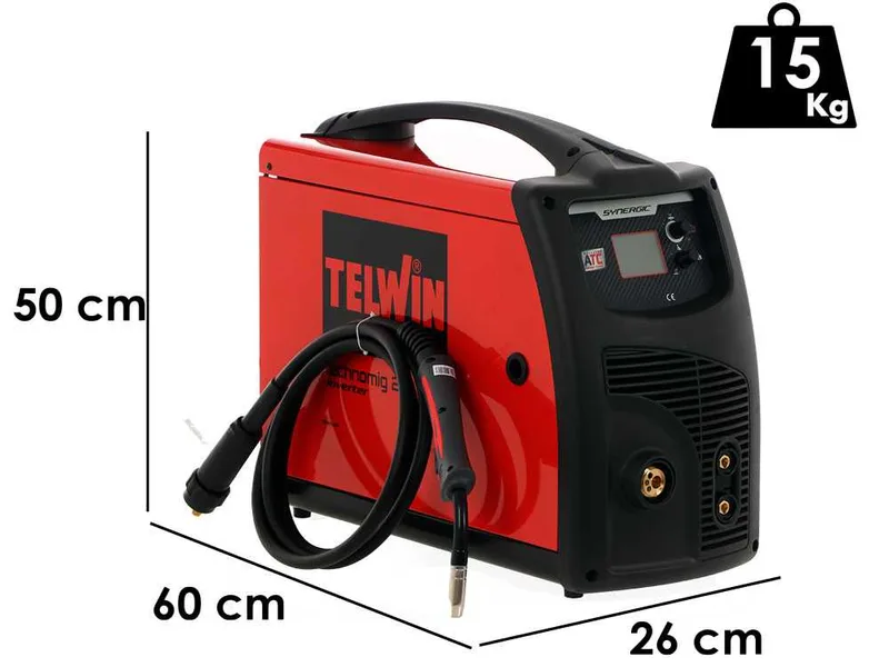 Telwin Technomig 215 Dual Synergic - Poste à souder inverter multiprocessus - gaz/no gaz-mig-mag, mma et tig