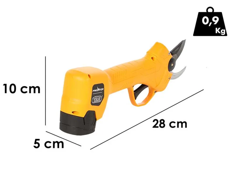 Sécateur électrique avec batterie Volpi PV280 - 2 Batteries incluses - 14.4V et 2Ah - Diamètre de coupe 22 mm