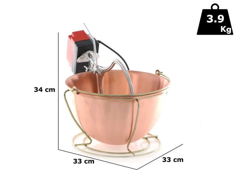 Chaudron électrique en cuivre lisse pour polenta NuovaFac Cuoca Automatica base ronde 9L - 24W