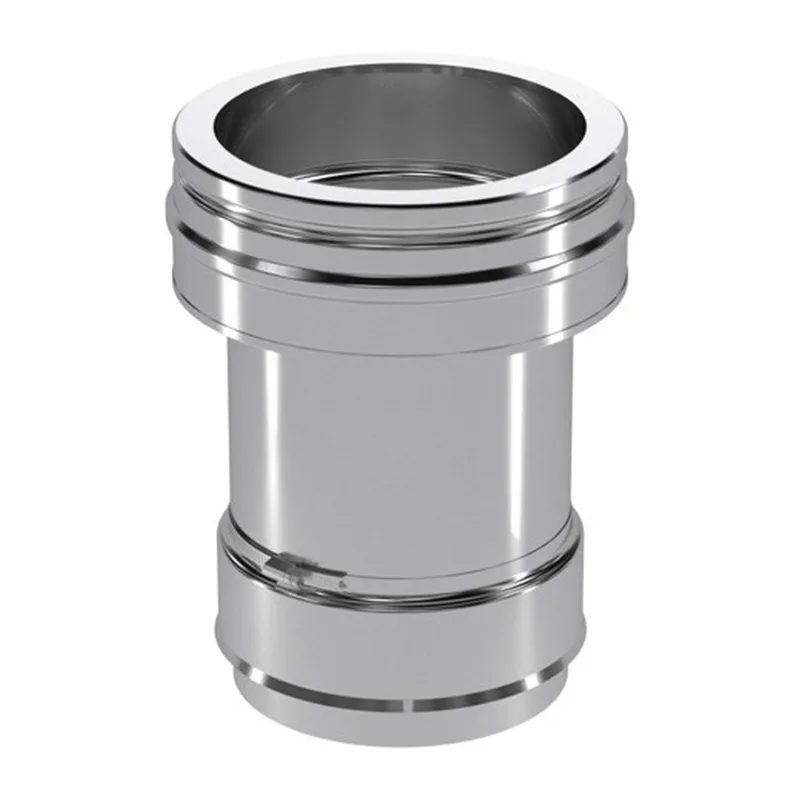 Schiedel manchon de raccordement Ø150 simple paroi, recoupable pour ICS Ø180 mm double paroi brillant