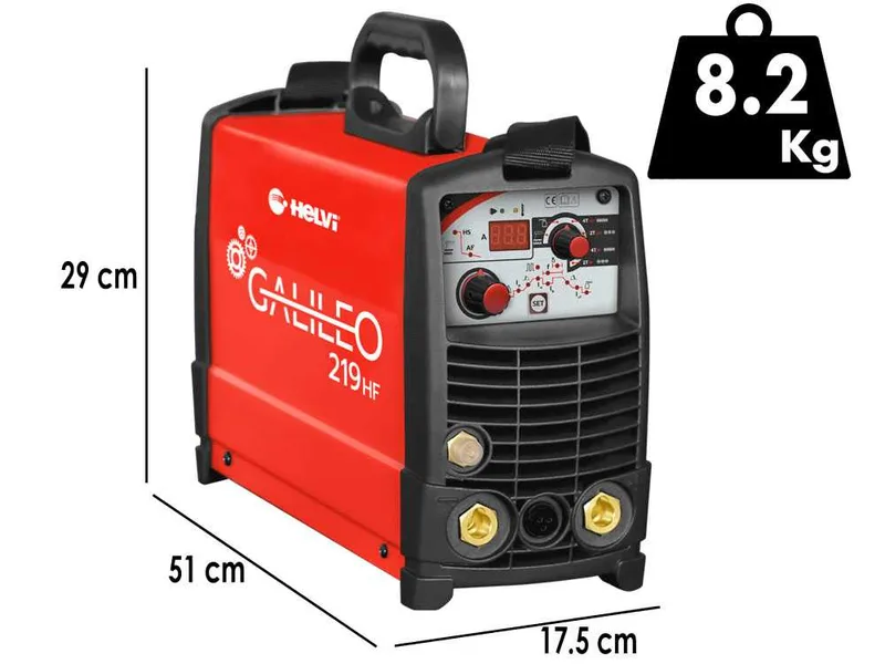 Helvi Galileo TIG219 HF - Poste à souder Inverter (MMA, TIG HF ou LIFT) + Kit sac, à courant continu (DC)