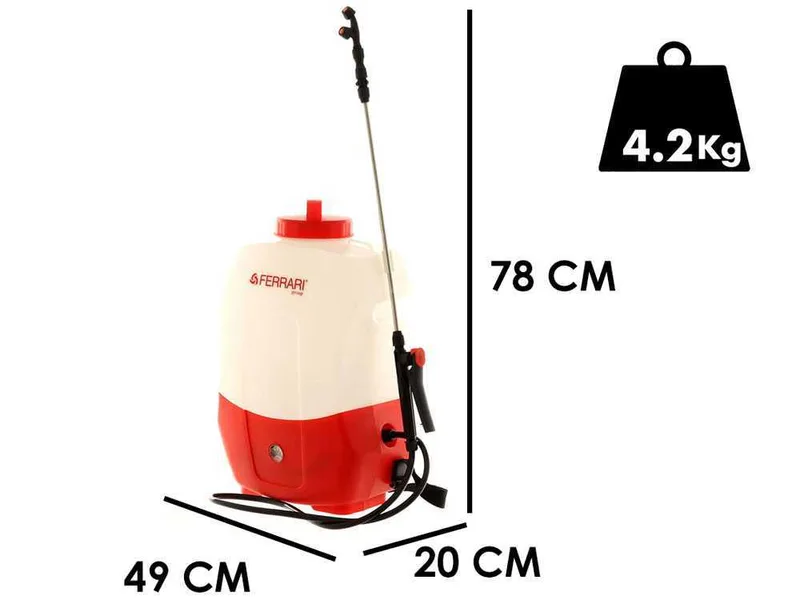 Pulvérisateur à dos avec batterie au lithium Ferrari Group 16L - batterie au lithium 12V 8Ah