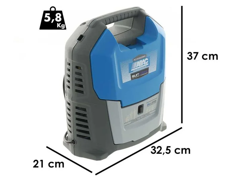 Abac Suitcase - Compresseur d'air électrique portatif monophasé, oil-less - Moteur 1,5 HP