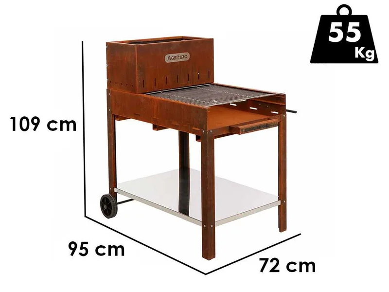 Barbecue à bois et charbon Super Flipper en corten