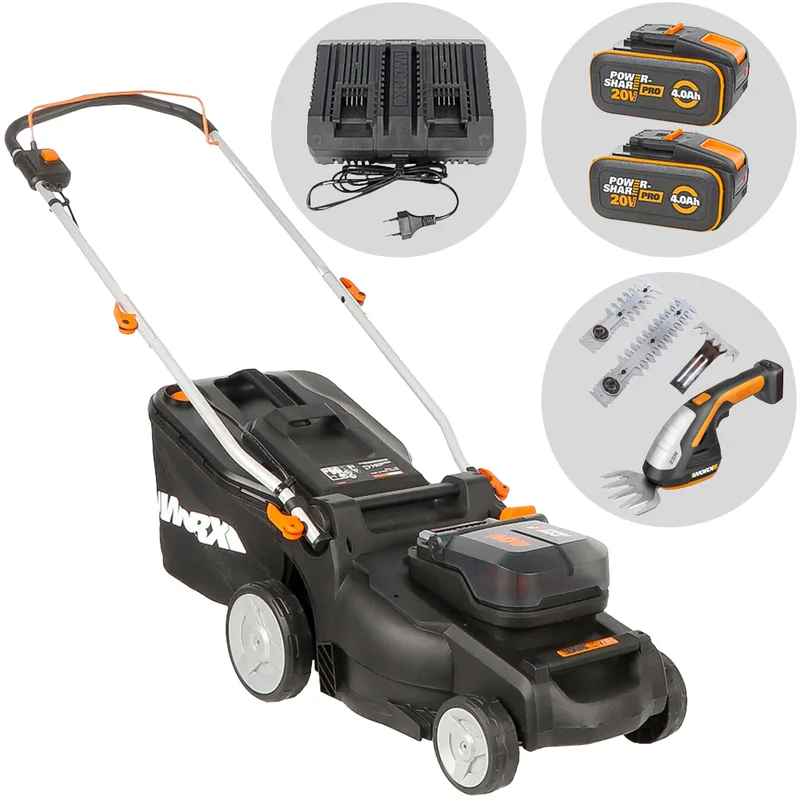 Worx Nitro WG737E - Tondeuse à gazon sans fil - 2x20V/4Ah - Coupe 37cm