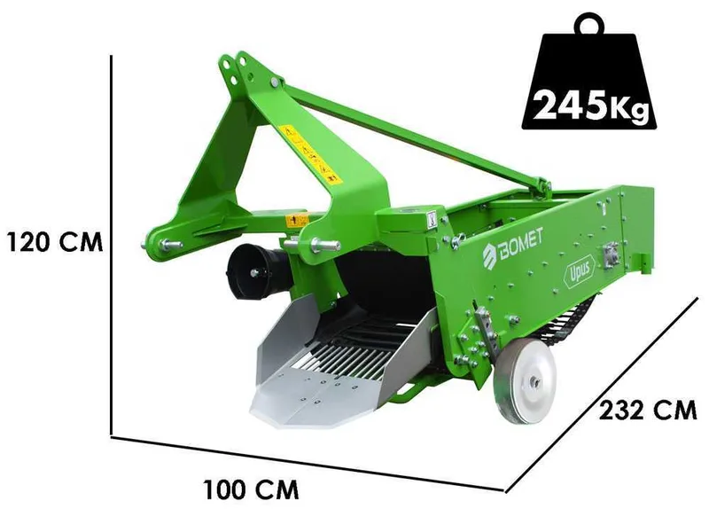 Bomet UPUS - Arracheuse de pommes de terre à tapis avec revêtement en caoutchouc - Rangée simple - Pour tracteurs avec attelage à trois points