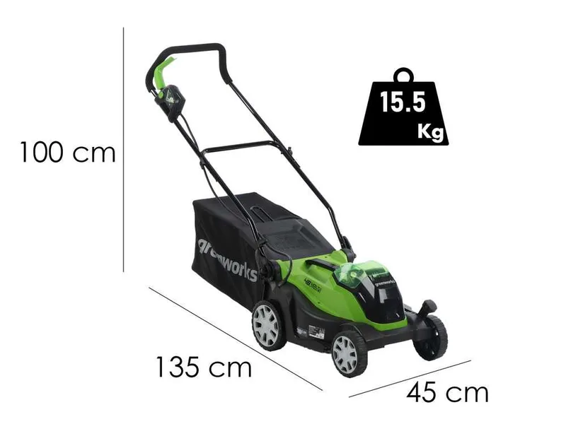 Greenworks G48LM36K2 - Tondeuse à gazon électrique à batterie - 48V/2Ah - Coupe 36 cm
