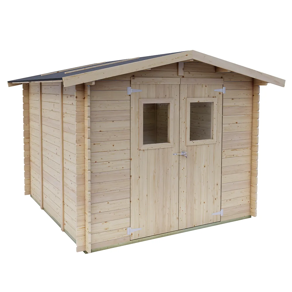 Alce Iris 249 x 249 cm – Abri de jardin en bois - Avec fenêtres et porte double battant – 249 x 249 x 207 cm