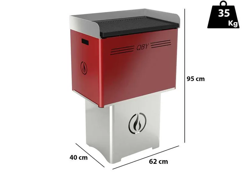 Linea VZ QBY Rosso (rouge) - Barbecue pyrolytique à pellets portable