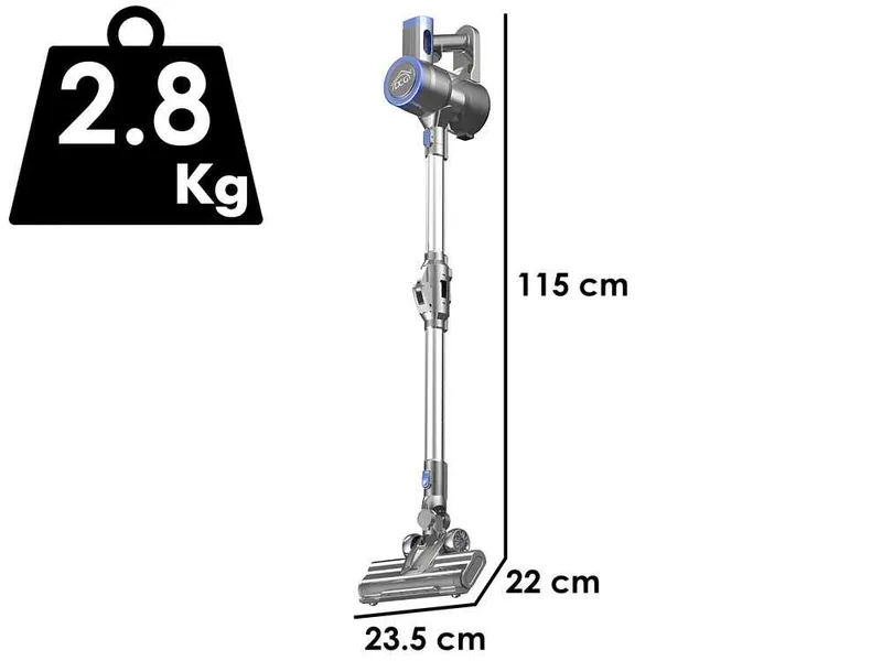 DCG BS5075 - Balai électrique rechargeable sans fil - Batterie au lithium 22,2 V/ 2 Ah