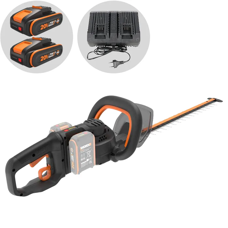 Worx Nitro WG286E - Taille-haie à batterie - 2x 20V 2Ah - lamier 60 cm
