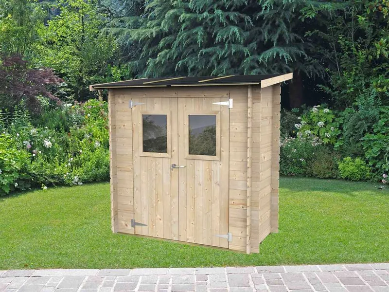 Alce Hobby 198x98 - Abri de jardin en bois - Avec fenêtres à l'avant - 198x98x197 cm