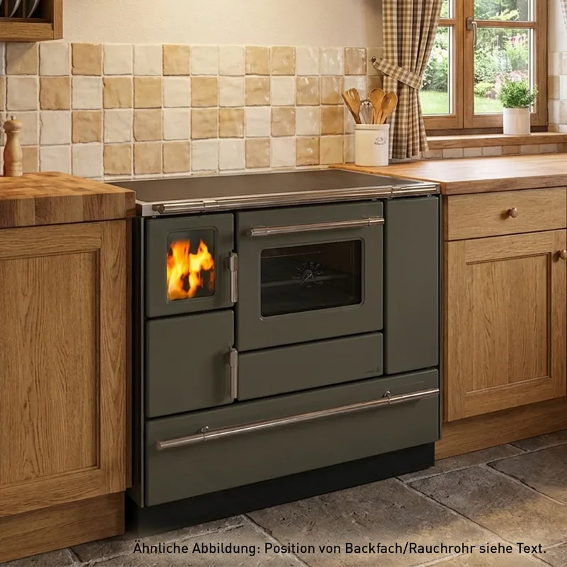 Wamsler K 138 F Cuisinière à bois à gauche cachemire mat avec plaque vitrocéramique