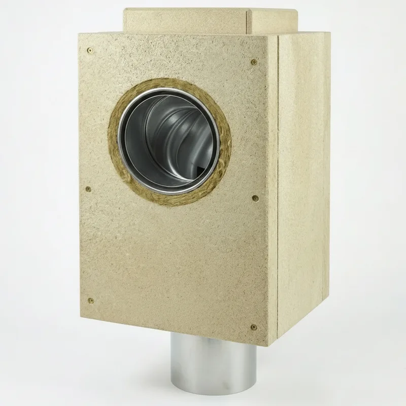 Schiedel Élément de gaine LB90 H=500 mm 220x220 mm avec raccord de conduit PPL 90° et fourreau double paroi Ø 150 mm