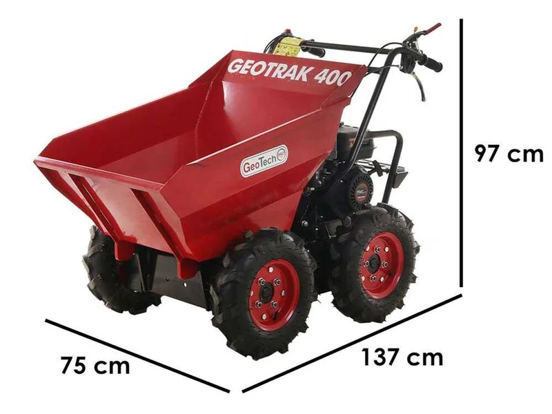 Brouette à moteur GeoTech Pro GEOTRAK 400 - benne dumper 400 kg - 4 roues motrices