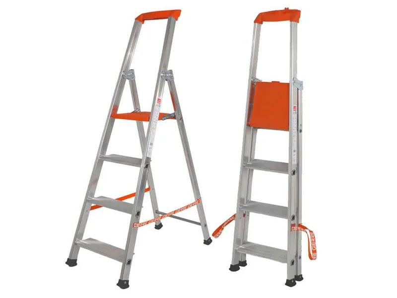 Gierre Stabila AL710DS - 4 marches, 1.47 m - Échelle en aluminium avec tréteau