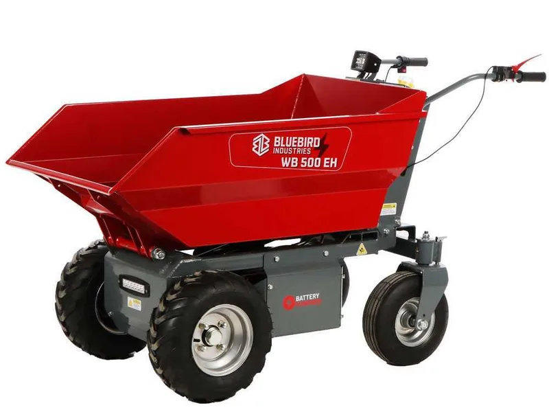 Blue Bird WB 500EH - Brouette à batterie - 48 V 32 Ah - Benne dumper avec basculement hydraulique