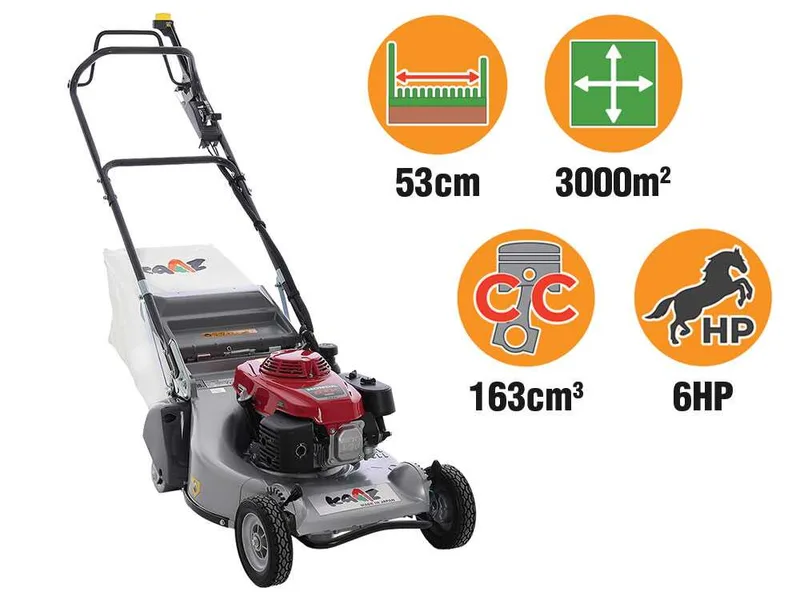 Kaaz lm 5360 hxar PRO hs - Tondeuse à gazon tractée - Honda gxv 160 - Coupe 53 cm - à cardan - Rouleau en métal