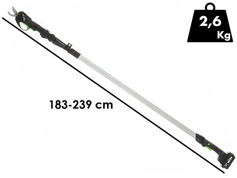 Ribimex PRBAT20/SEC - Sécateur électrique sur perche 147-203 cm - 20V/4Ah - Diamètre de coupe 25 mm