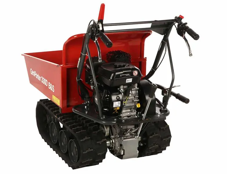 GeoTech Pro GeoPorter 330D B&S - Brouette motorisée à chenilles à 6 galets avec benne dumper - 300 kg