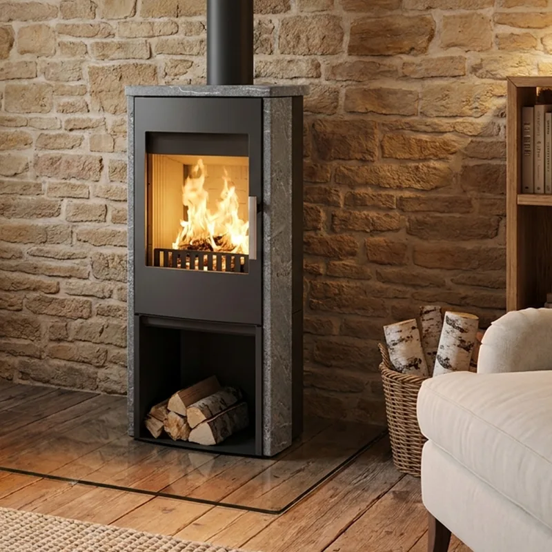 Haas+Sohn Vitorre Poêle à bois 6 kW Serpentino noir