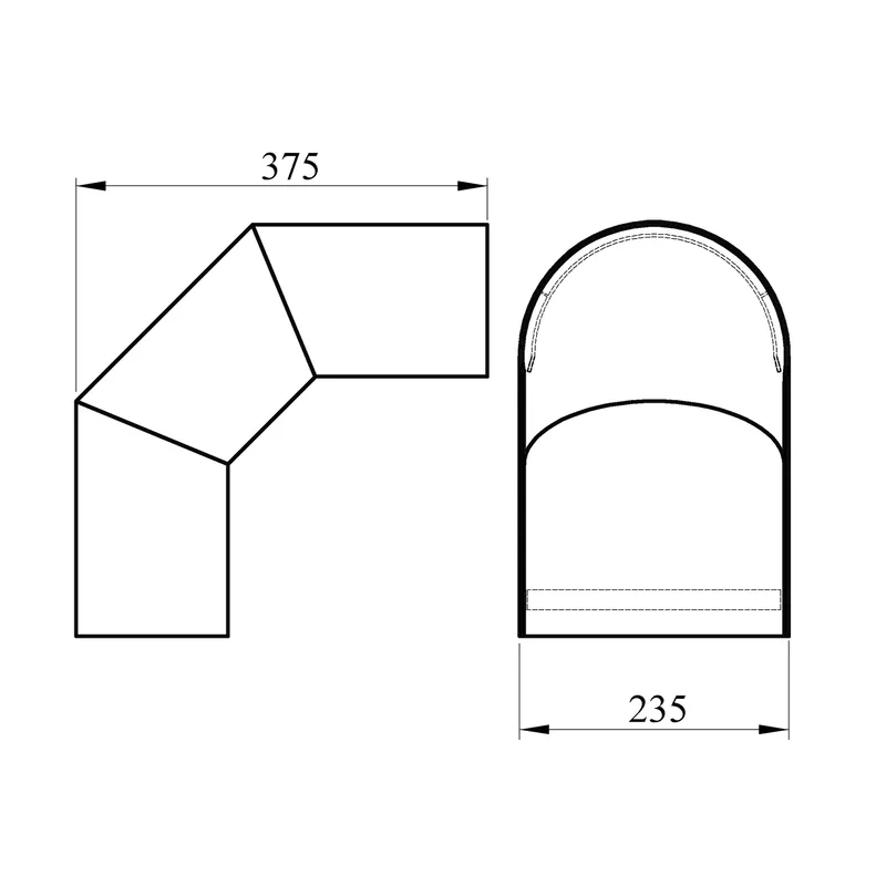 Raik Basic écran thermique 200mm noir pour coude 3 pièces 90° pour tuyau de fumée / conduit de fumée