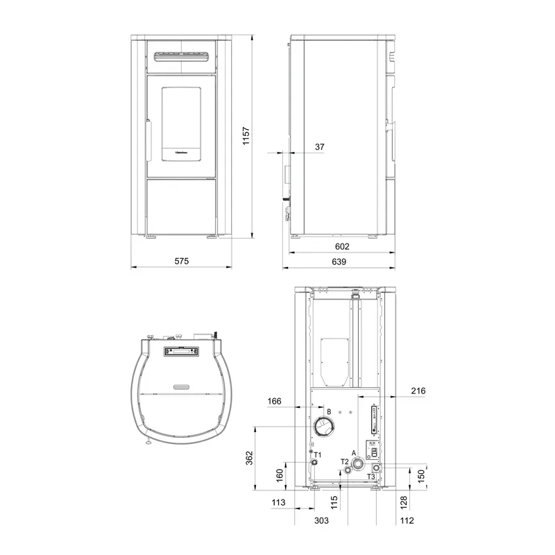 Extraflame guenda idro 5.0 - Taupe Mat poêle à granulés bouilleur evolution line