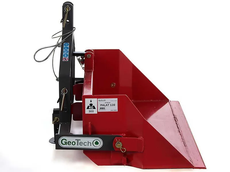 Godet arrière pour tracteur GeoTech avec lame de 120 cm - Série médium - Capacité 300 kg