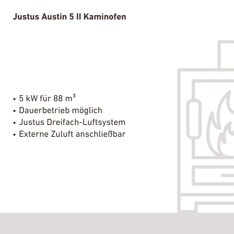 Justus Austin 5 II Poêle à bois Acier Noir