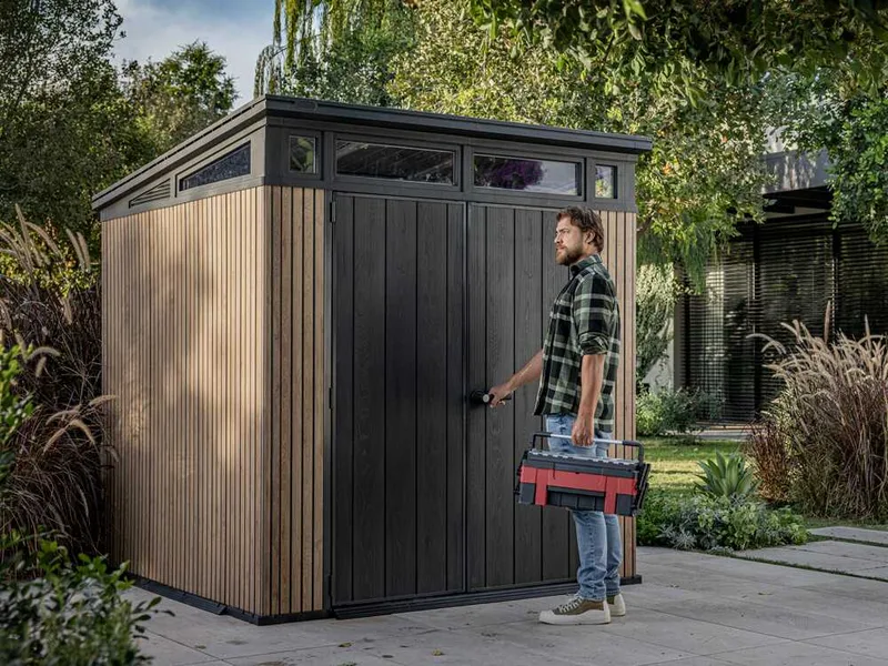 Keter Signature Venetian 7x7 - Abri de jardin - Avec porte à double battant - 214x218x226 cm