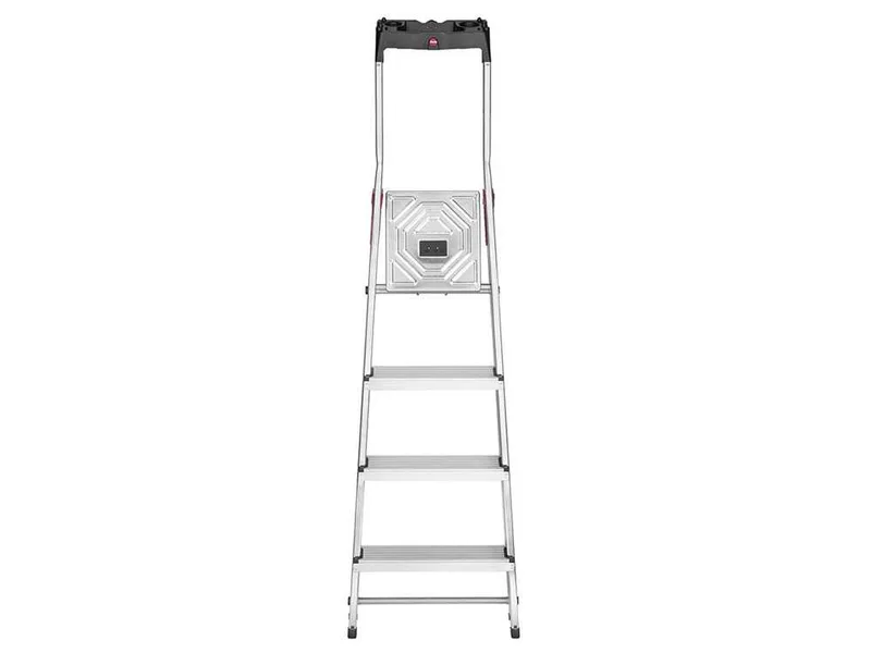 Hailo L60, 4 marches, 1.46 m - Échelle en aluminium avec tréteau - Ultra-légère