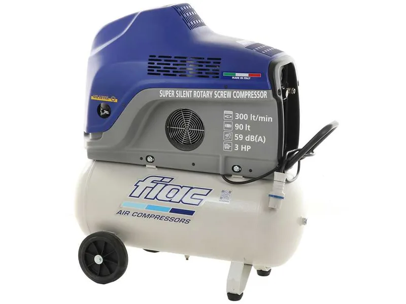 Fiac New Silver 3/90 - Compresseur rotatif monophasé à vis silencieux - Moteur 3 HP
