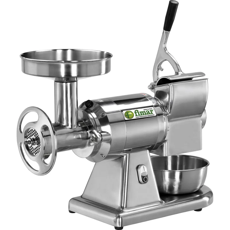 Fimar TC22AE - Hachoir à viande électrique avec râpe intégrée - 400 V - 1.5 CV - Groupe de hachage INOX - Sans inverseur de marche
