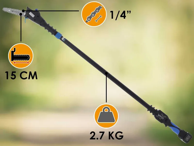 Vesco X150AT - Élagueuse à batterie sur perche télescopique - 160-250 cm - 2x 21,6 V 2,5 Ah