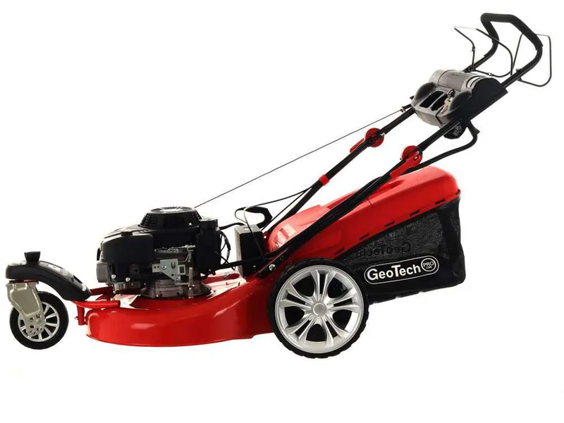 GeoTech Pro S58-3 BMSWGE L225 -Tondeuse à gazon thermique tractée - Roue pivotante - Démarrage électrique