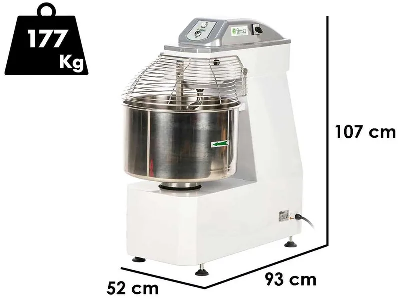 Fimar 50 SB - Pétrin à spirale triphasé - Capacité de pâte 50 Kg - 2 Vitesses