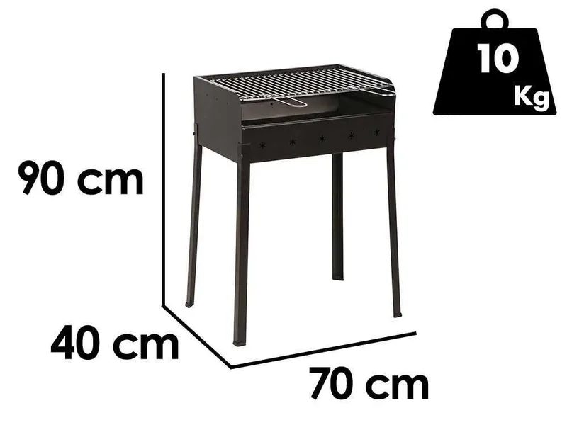 Mille Stella Eco Large - Barbecue à charbon en fer artisanal - 67,5x37 cm