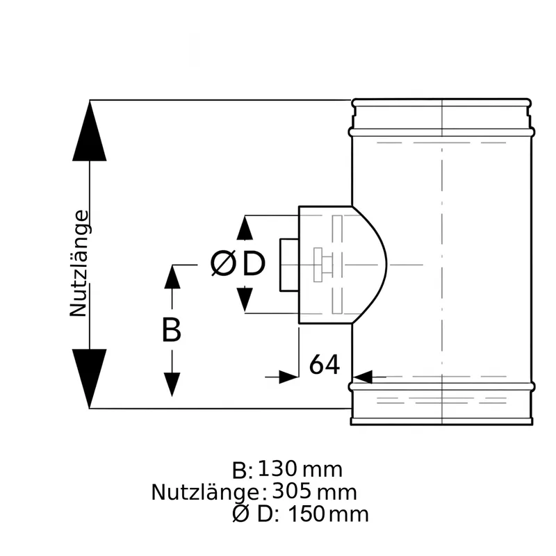 Schiedel ICS raccord de porte de nettoyage rond pour combustibles solides Ø150 mm double paroi brillant
