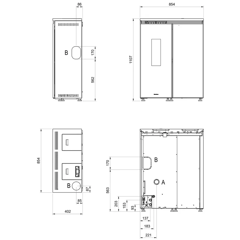 Extraflame Floriana Idro gres corten Poêle à pellets – hydraulique avec plaque en grès