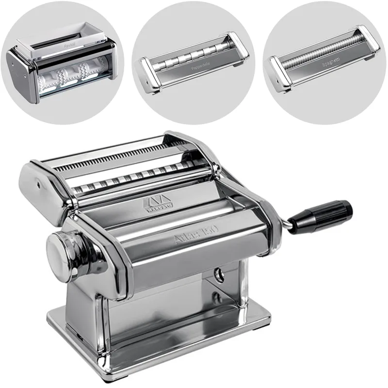 Marcato Atlas 150 Classic Set Multipast - Machine à pâtes manuelle en acier inox + 3 accessoires