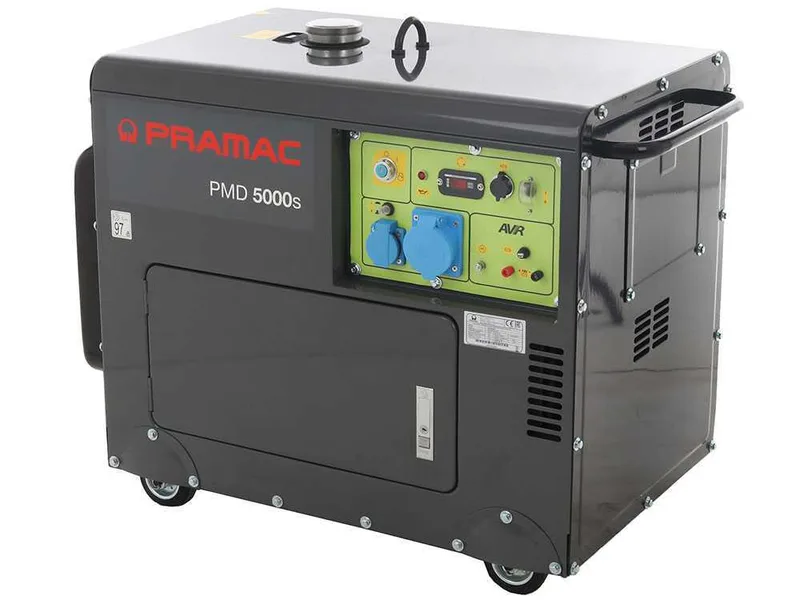 Pramac PMD5000s - Groupe électrogène 5 kW monophasé diesel insonorisé - Avec roues