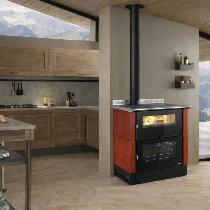 La Nordica VERONA XXL.16 Majolika - rouge bordeaux cuisinière à bois