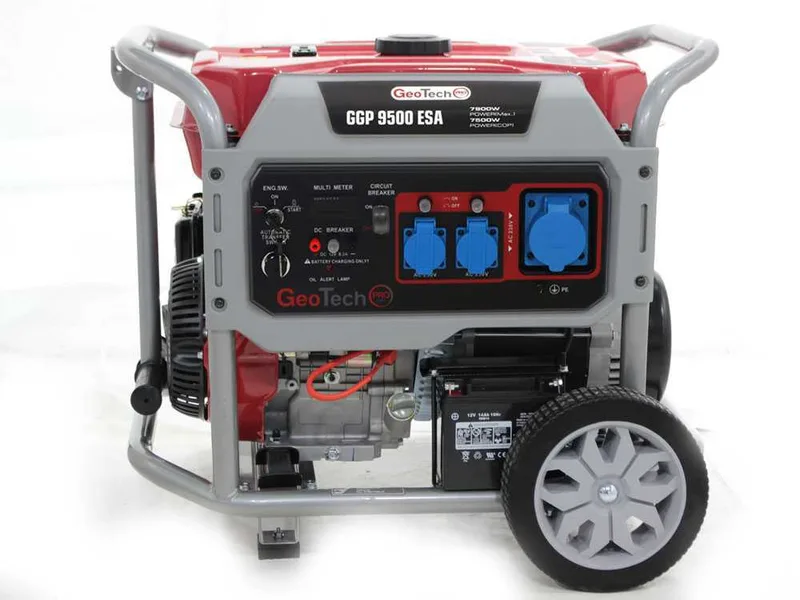 GeoTech Pro GGP 9500 ESA - Groupe électrogène sur chariot avec AVR dém. électrique 7.9 kW - Continue 7.5 kW Monophasé