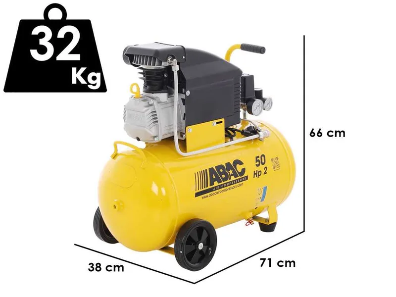 ABAC Montecarlo B20 - Compresseur d'air électrique monophasé - Moteur 2 CV - 50 L