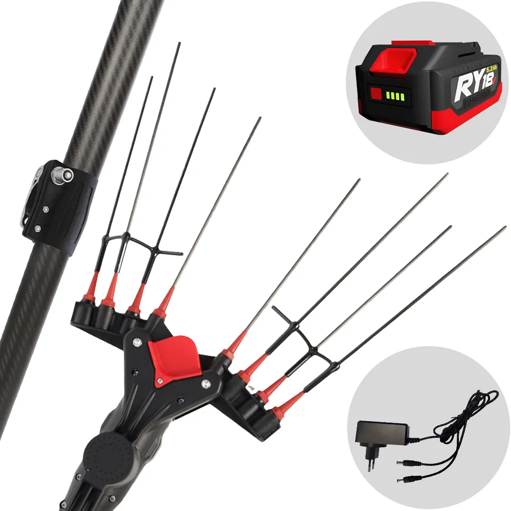 Castellari Vertigo Carbon XL 18V - Peigne vibreur à batterie au lithium 18 V 5.2 Ah - Perche télescopique 280 à 410 cm