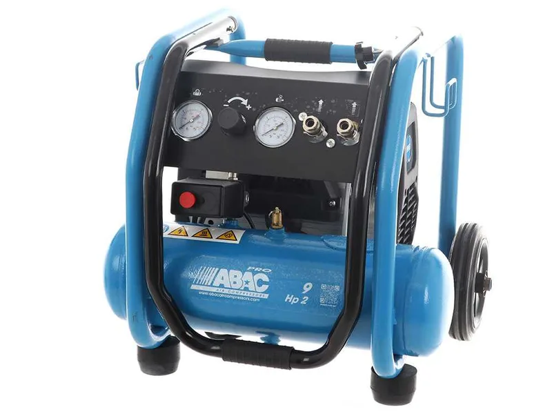 Abac portable rollcage OS20P - Compresseur d'air électrique monophasé silencieux, sans huile - Moteur 2 CV - 9 L