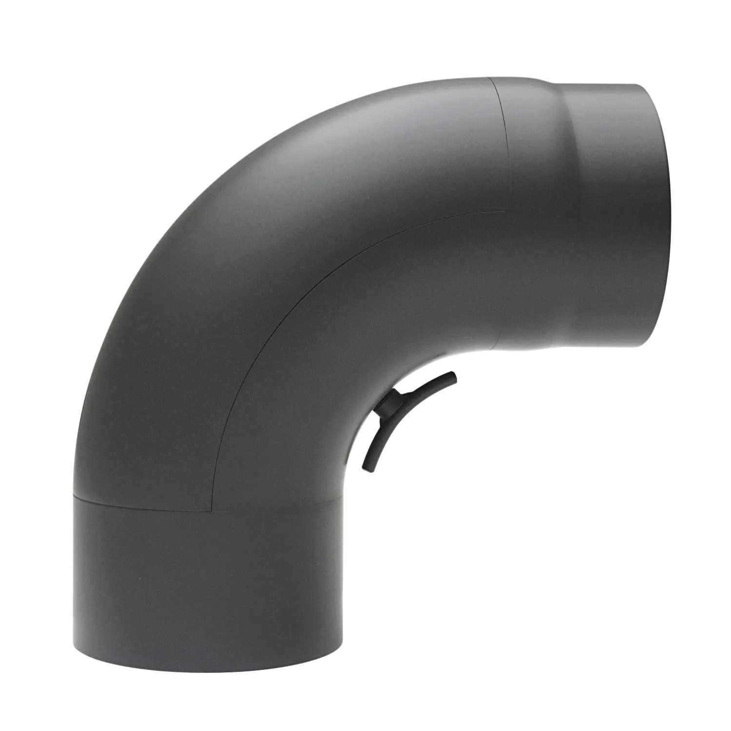 Raik Basic coude de tuyau de fumée 150mm gris fonte 90° tiré avec porte pour tuyau de fumée / conduit de fumée