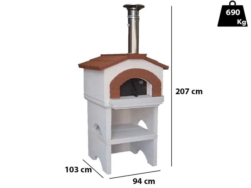 Linea VZ Ponza - Four à bois d'extérieur avec base - Chambre de cuisson de 55x59 cm