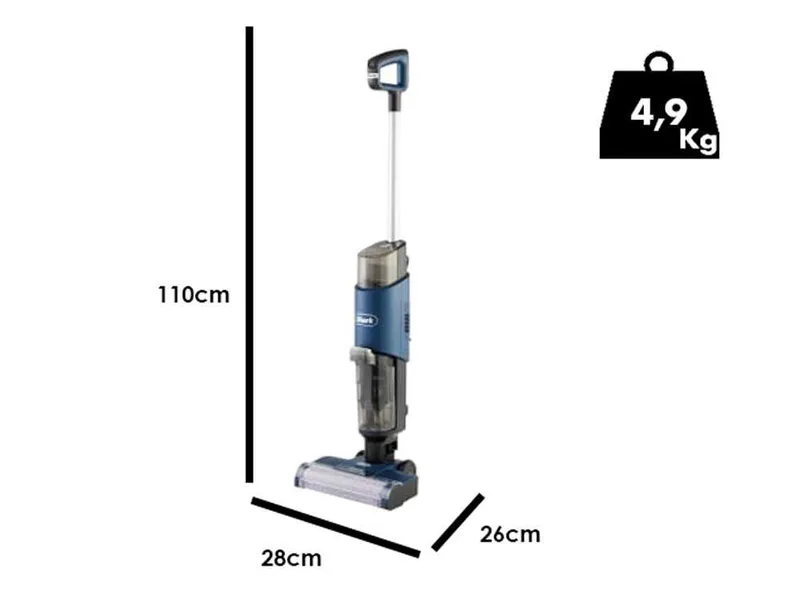 Shark HydroVac WD100EU - Nettoyeur de sols à batterie - 3 en 1 : lave et aspire